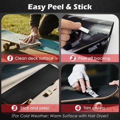 Black Skateboard Grip Tape 12” x 36” – Single Sheet, Hexagonal Pattern for Su…