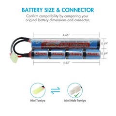 Tenergy 9.6V 1600mAh NiMH Butterfly Battery Pack Mini Tamiya Connector