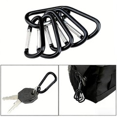 10X black Aluminum Carabiner D Shape Buckle Pack Spring Snap Keychain Clip Hook