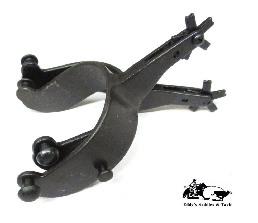 Bull Riding Spurs 5 Degree Offset Black Steel New Eddy’s Tack