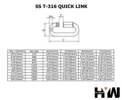 T316 Stainless Steel Quick Link Marine Grade Boating or Rigging 1/8″ to 5/8″