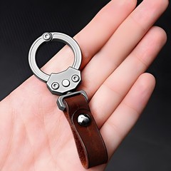 Titanium Alloy Removable Car Key Ring Pendant with Leather Strap EDC Portable
