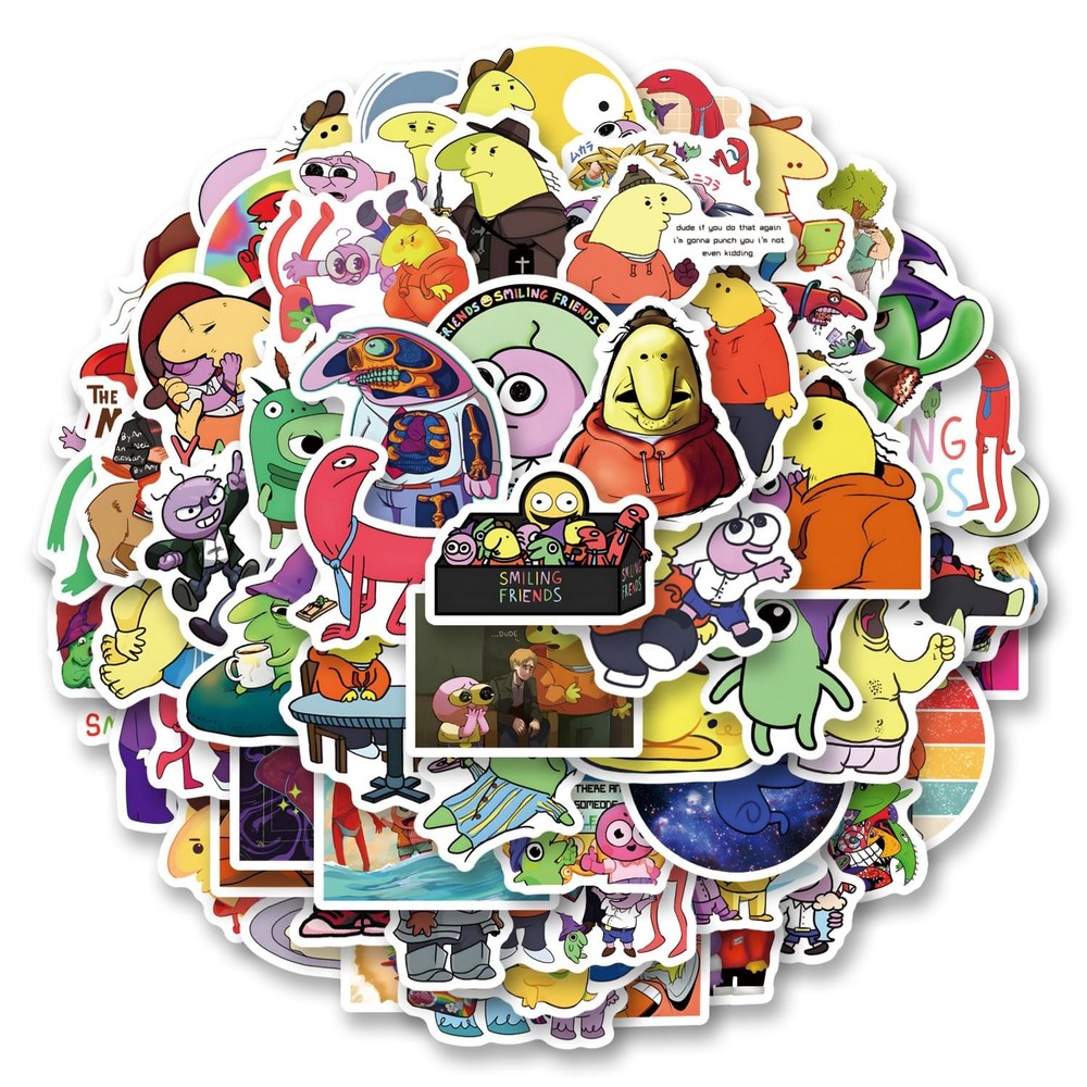 62PCS Smiling Friends Cartoon Stickers for Phones Computers Cars Birthday