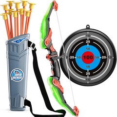 Outdoor Adventure Bow and Arrow Set with LED Light for Boys and Girls Ages 3-10