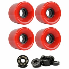 SKATEBOARD CRUISER WHEELS 59mm x 43mm 83A 186C Red CERAMIC BEARINGS