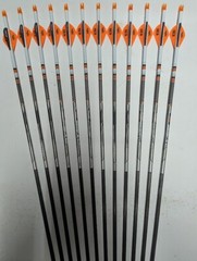 12-Easton Axis SPT Sport 400 5mm Carbon Arrows w/ Blazer Vanes & Steel Half-Outs