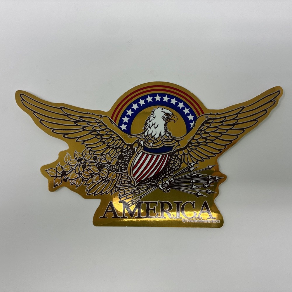 Vintage Gold American Eagle Truck Car Window Large Decor Decal Patriotic USA
