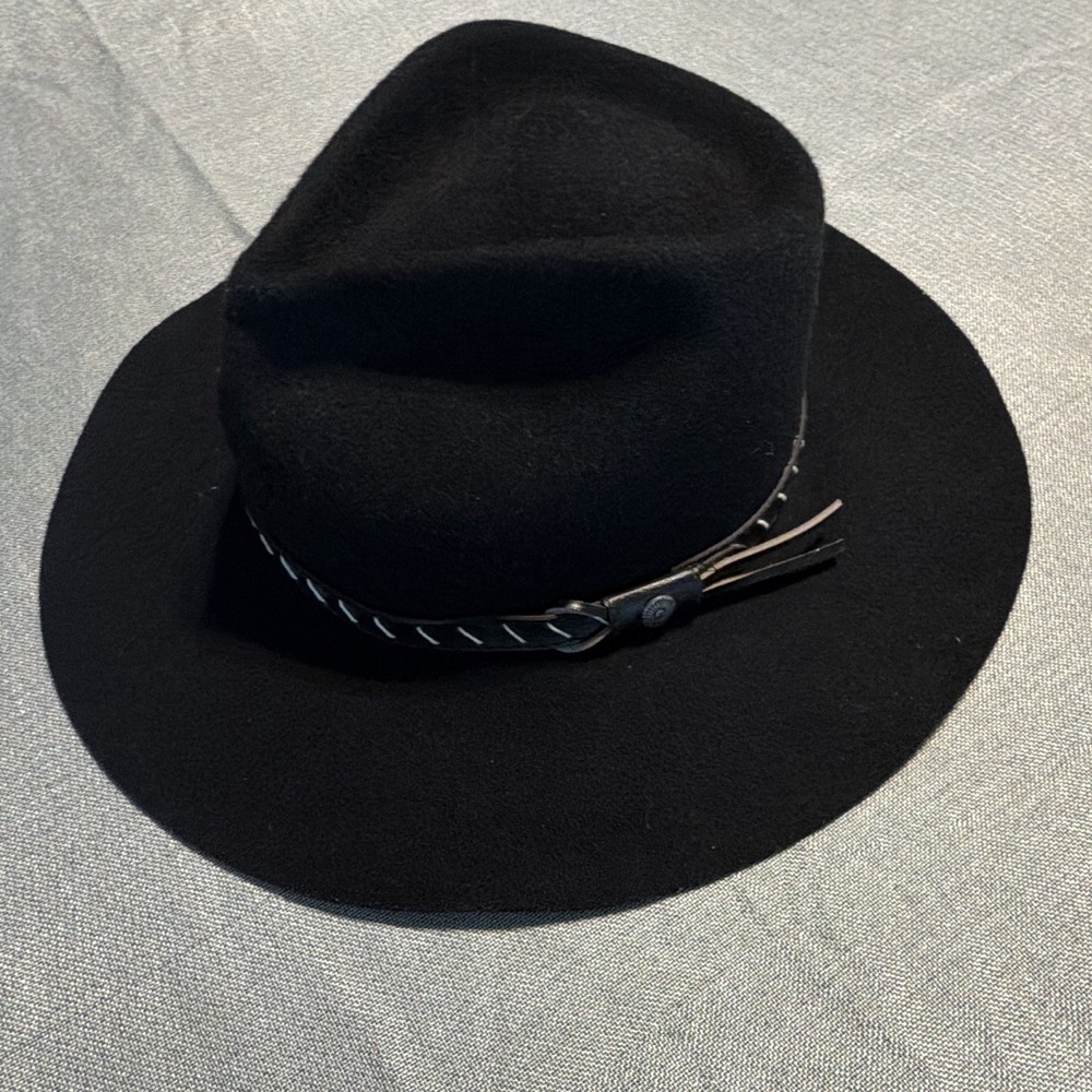 Bee Hat Co. Black Wool Felt Western Cowboy Hat Leather Band Made in USA Women’s