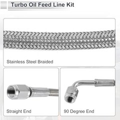 AN3 Turbo Oil Feed Line Kit 60″ Pressure Remote Turbocharger Oil Drain 60inch