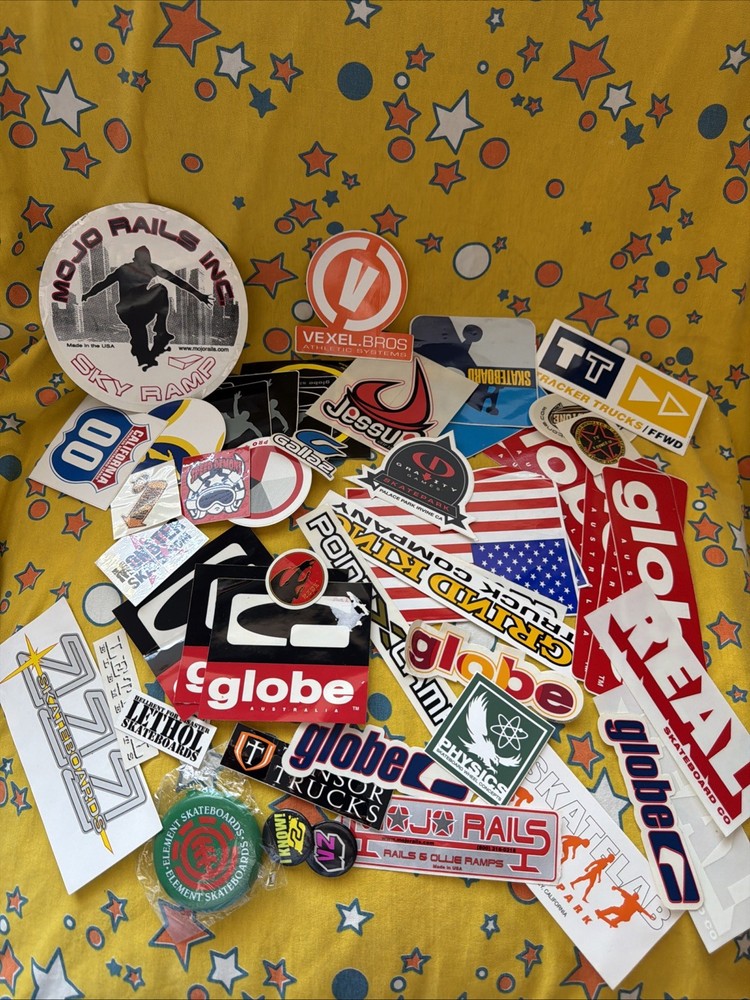 Stickers Random Lot Of 49 Different Vintage Skater Stickers/temp Tattoos/ Pins