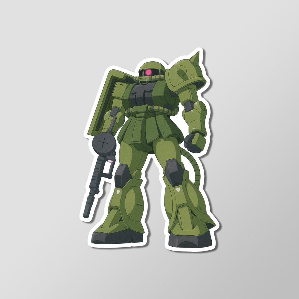 MS-06 Zaku II Green Grunt Mobile Suit Gundam Anime Glossy Vinyl Die Cut Sticker