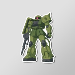 MS-06 Zaku II Green Grunt Mobile Suit Gundam Anime Glossy Vinyl Die Cut Sticker