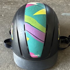 Troxel English Riding Helmet Flipfold Black Teal Purple Yellow Horse Graphic