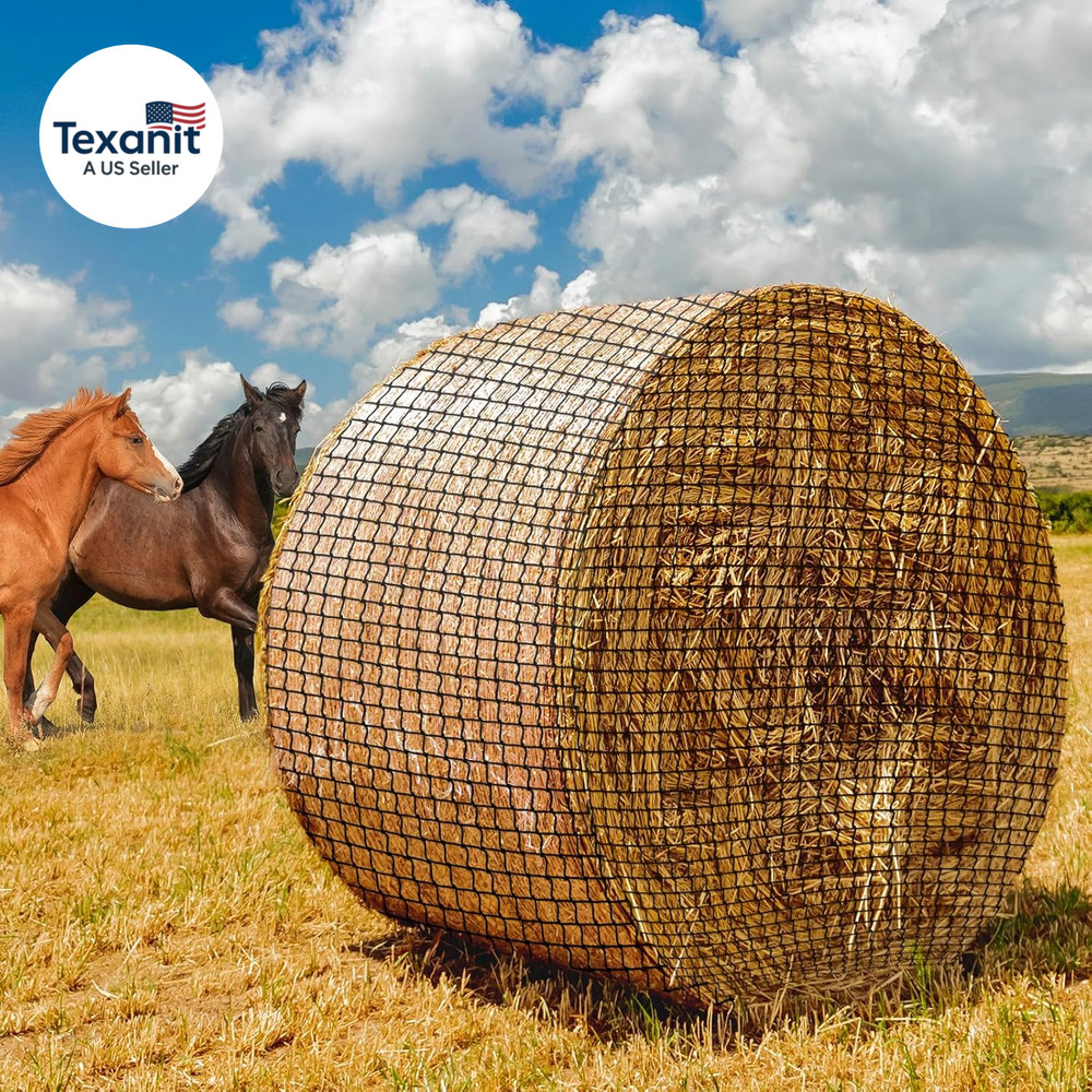 Round Bale Hay Net for Horses,5X5 Feet Knotless Slow Feed Hay Net Feeder for Liv