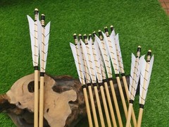 12X 32″ Wooden Arrow 8mm Archery Turkey Feather Recurve Traditional Bow Hunting