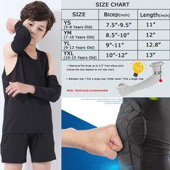 Kids Youth 5-15 Years Padded Arm Sleeve Compression Elbow Protective