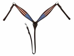 Tahoe Tack Patriotic American Flag Drum Dyed Leather Western Horse Breast Collar