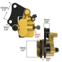 WEIYINGSI Front Hydraulic Disc Brake Caliper for 90 110 125cc Dirt 44mm, Gold