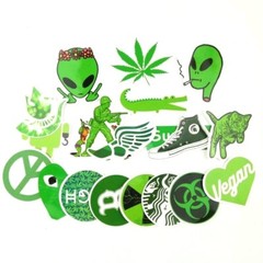 20pc Marijuana Alien ‘420’ Sticker Pack Bomb Lot, Stoner PVC Vinyl Decal, Laptop