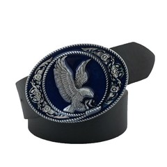 QUKE Flying Mountain Bald Eagle Belt Buckle American Western Overall, Blue