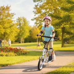 Dual Brakes Kick Scooter 12-Inch Inflatable Front Wheel Ride On Toy For Age 5+