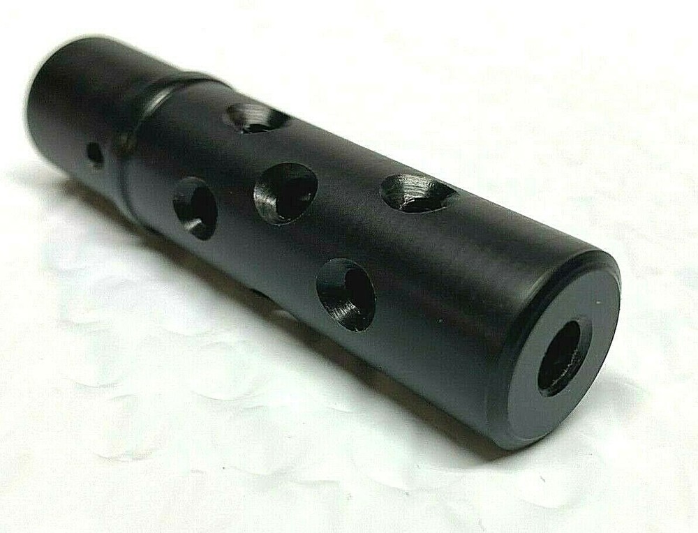 Custom 3 INCH MUZZLE BRAKE Vented Black Delrin w/GRUB for Crosman 2240 1322 etc