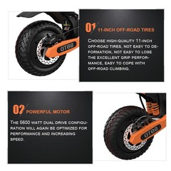 Electric Scooter for Adult 5600W Dual Motor 50MPH 60V 27AH Folding E-scooter 8hc