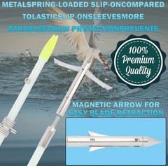3x Bowfishing Arrows Set – Solid Fiberglass Shaft 8.8mm with Transforming…