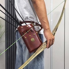 Cow hide Traditional Arrow Quiver Brown Bow Hunting Shooting Target Archery Case