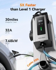 WOLFBOX Level 2 Tesla Charger 32A,Portable ev Charger Station with ETL Certif…