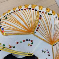 Pigalle XXXXX White Charro Sombrero Hat with Gold Trim and Sequins 23 in
