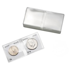 50 Double Pocket Coin Flips PVC Free Clear Vinyl Holders with Inserts 2×2 50.0