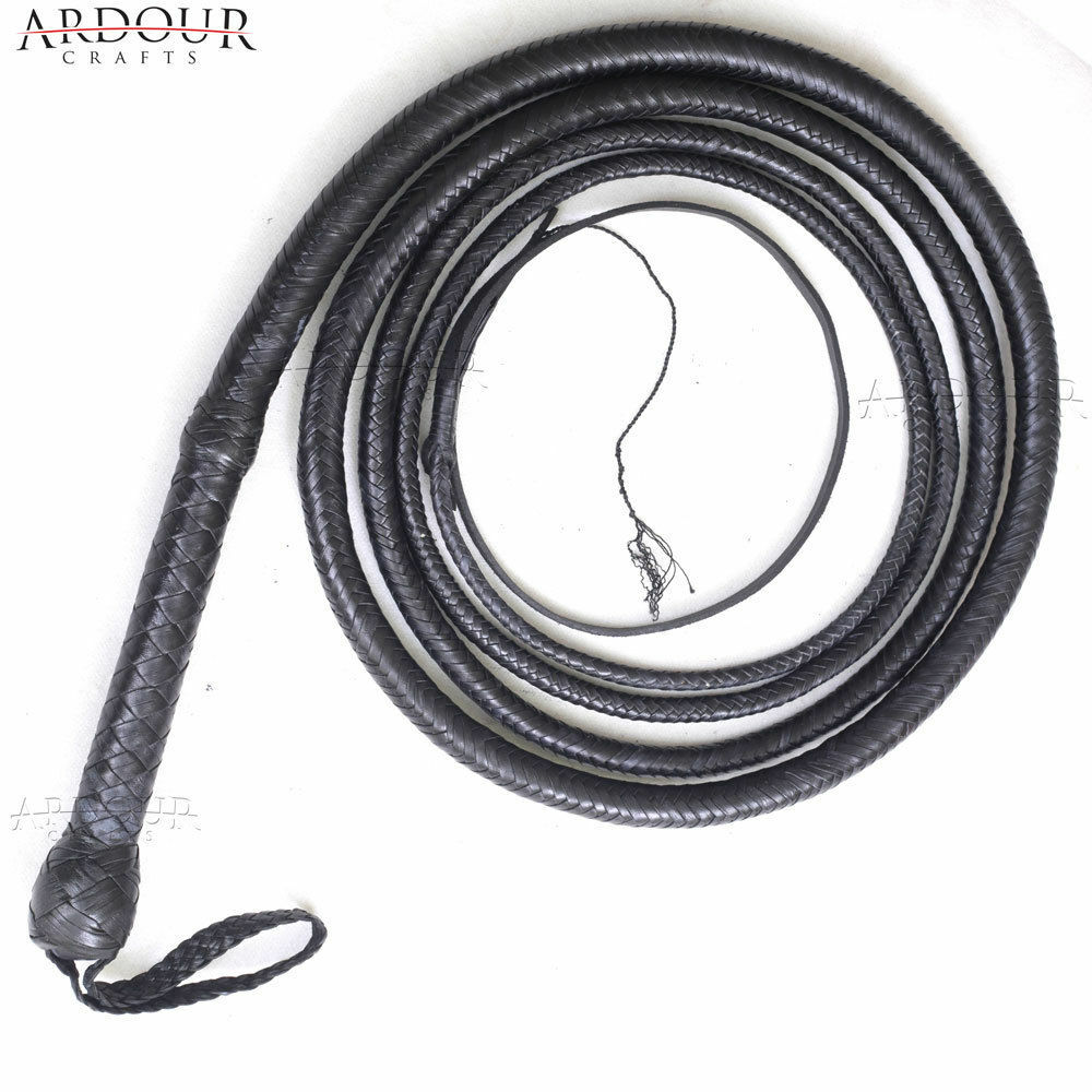 Kangaroo Hide Bull Whip 04 to 16 Feet, 16 Plaits Indiana Jones Bull Whip