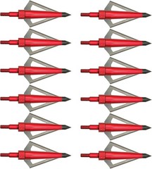 12pcs Archery Broadheads 3 Fixed Blade 100Grain Hunting Arrowheads with One Case