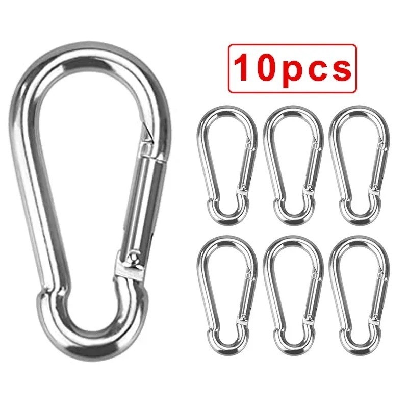 10 PCS Stainless Steel Carabiners Spring Snap Hooks Heavy Duty Keychain Clip NEW