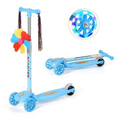Scooter for Kids 3 Light Up Wheels Kids Kick Scooter Adjustable Foldable Blue