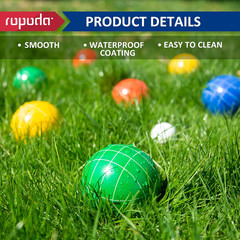 90Mm Bocce Ball Set with 8 Polyresin Balls, Pallino, Case and Measuring Rope for