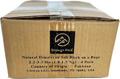 Himalayan Mineral Salt Block on Rope Pack of 4 (3Lbs Each) – 100% Organic Pink S