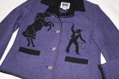 Wooded River ID*Purple Roping Bucking Horse Jacket*Coat*Womens Large*Equestrian