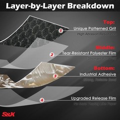 Black Skateboard Grip Tape 12” x 36” – Single Sheet, Hexagonal Pattern for Su…