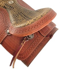 ROPER SADDLE Circle S ALLIGATOR Print Seat 15″ or 16″ Warranty for Roping
