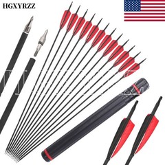 30»Archery SP500 Carbon Arrows Quiver 4» Turkey Feather Arrowheads Bow Hunting