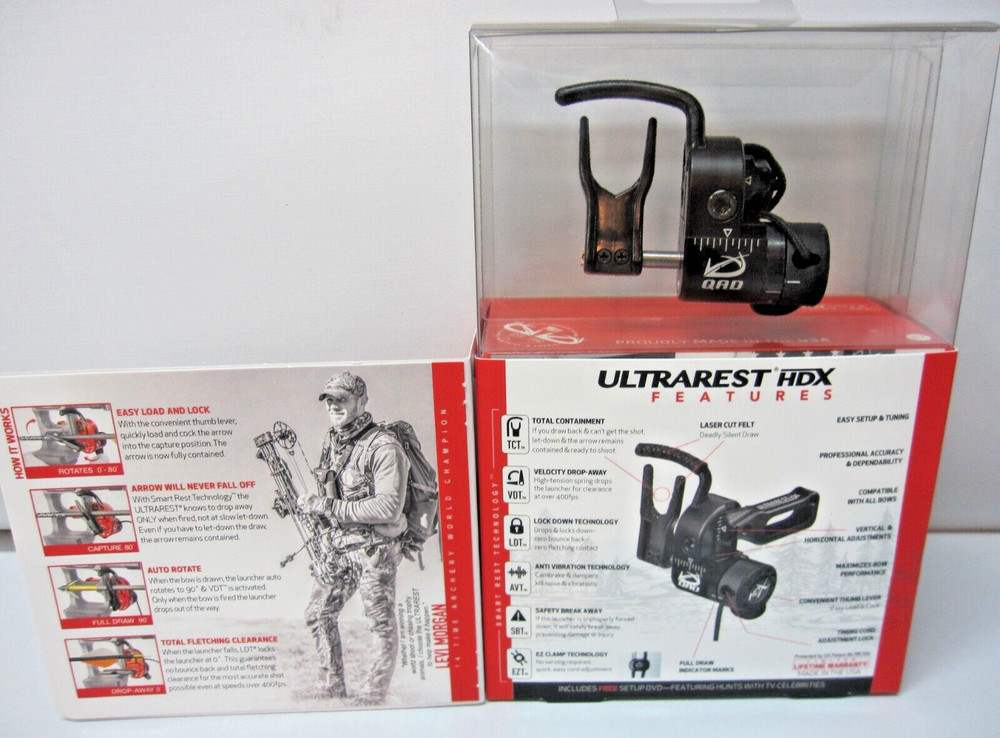 New QAD Ultrarest HDX Black RH Arrow Rest w/Free Knife #UHXBK-R