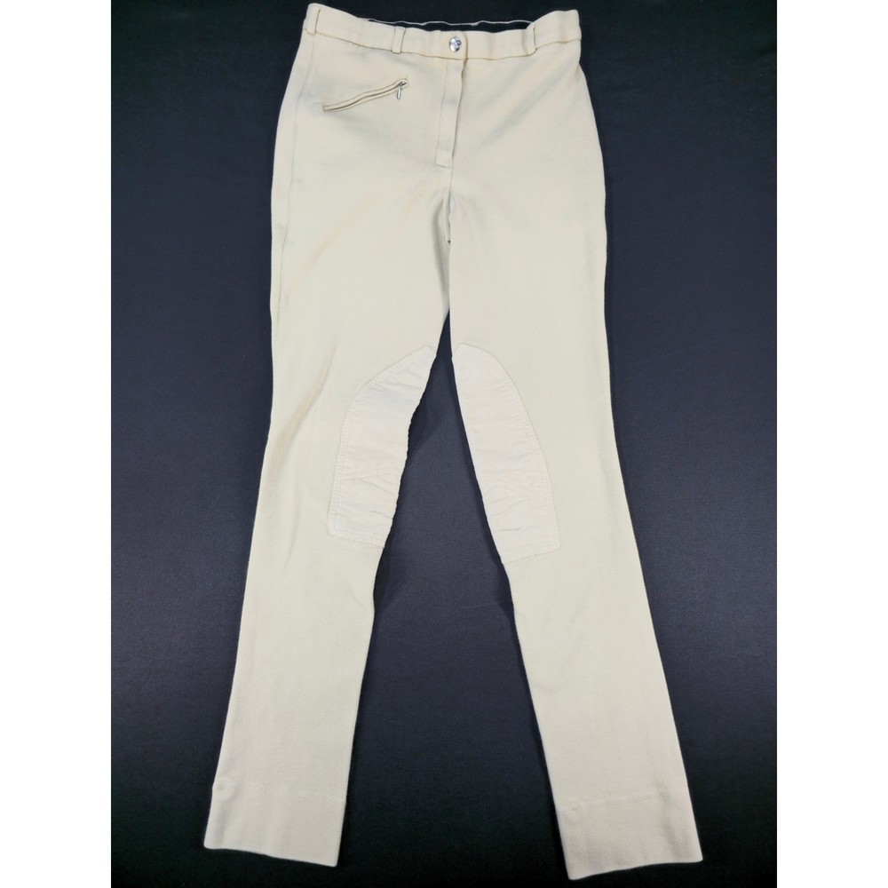 Vintage TuffRider Women’s Front Zip Knee Patch Jodhpurs Breeches Tan Size 30