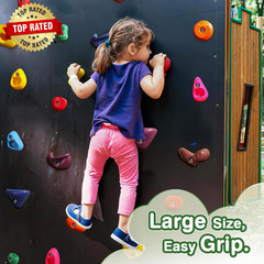 32 Rock Climbing Holds for Kids and Adults, Multi Size Colorful Plastic Wall Gri