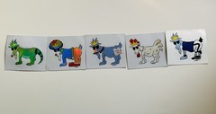 GOAT USA stickers- rare holographic clown and iguana,kickme,chicken,and football