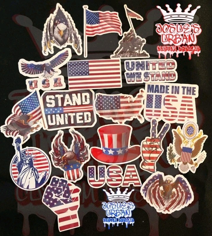 18pcs USA Stickers Glossy Stickers