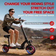 Freeboy Electric Scooter 48v 1200W For Adult 10″Off Road Fat Tires Fast Speed US