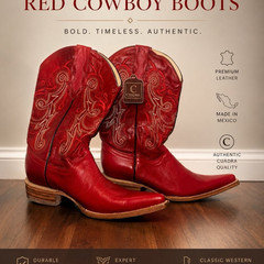Cuadra Red CowboyBoots Premium Leather Western Style Made in Mexico size 10women