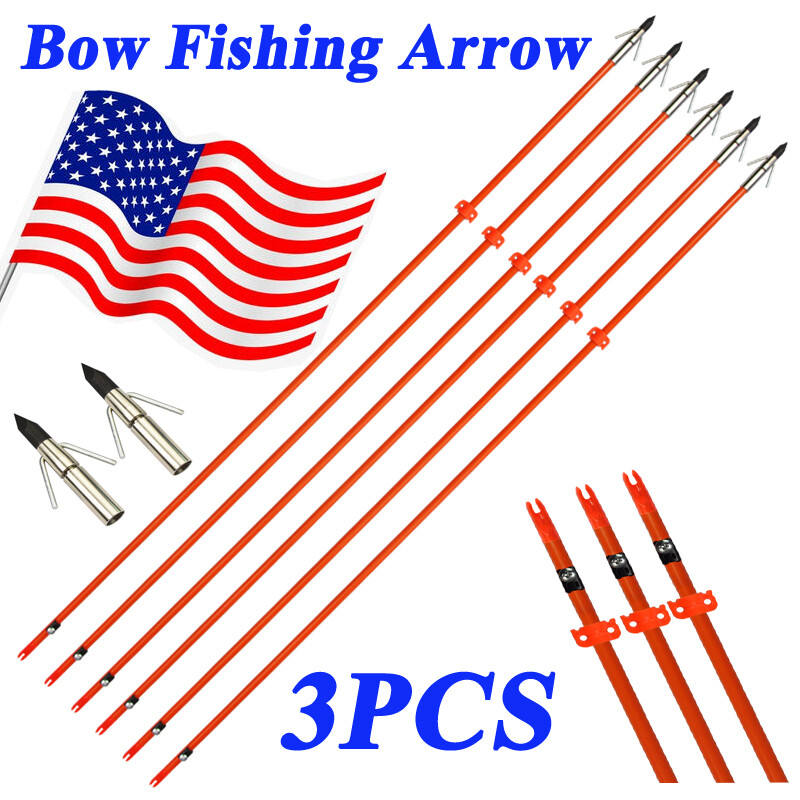 3X 32» Bowfishing Fiberglass Solid Arrows Hunting Fishing Arrow Safety Slides